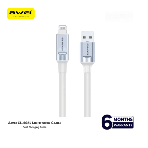 Awei CL-206L Lightning Cable Fast Charging 2.4A USB Data Sync Cord For iPhone